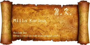 Milla Karina névjegykártya